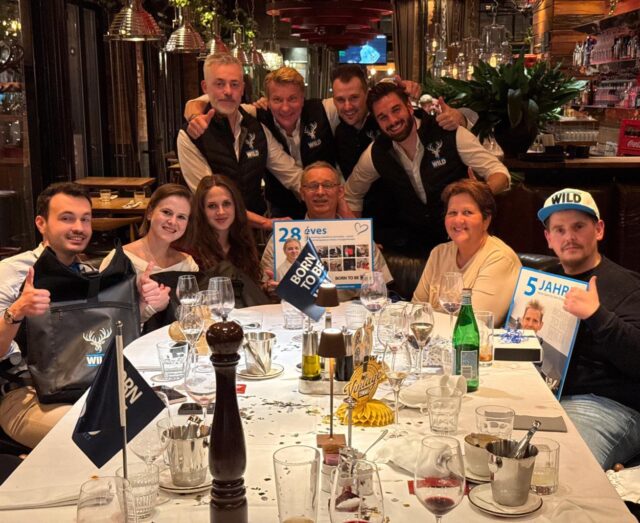 🥳 Lieber István, herzlichen Glückwunsch zum 60. Geburtstag und zum 28. jährigen Firmenjubiläum. 

Herzlichen Glückwunsch auch an Zsolt zum 5. jährigen Firmenjubiläum. Das WILD-Team ist extra nach Budapest gereist und hat beide mit einem besonderen Abend beschenkt. Es war eine schöne Überraschung! 💙 

🥳 Dear István, congratulations on your 60th birthday and your 28th company anniversary! 

Congratulations also to Zsolt on his 5th company anniversary. The WILD team traveled to Budapest especially to treat them both to a special evening. It was a wonderful surprise! 💙 

🥳 Kedves István, gratulálok a 60. születésnapodhoz és a 28. céges évfordulódhoz! 

Zsolt is gratulálok az 5. céges évfordulójához. A WILD csapata kifejezetten azért utazott Budapestre, hogy egy különleges estével kedveskedjen nekik. Csodálatos meglepetés volt! 💙